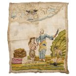 * Embroidered picture. Abraham & Isaac, late 17th/early 18th century