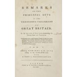 Lind (John). Remarks on Acts relating to the Colonies, 1st edition, 1775, untrimmed copy