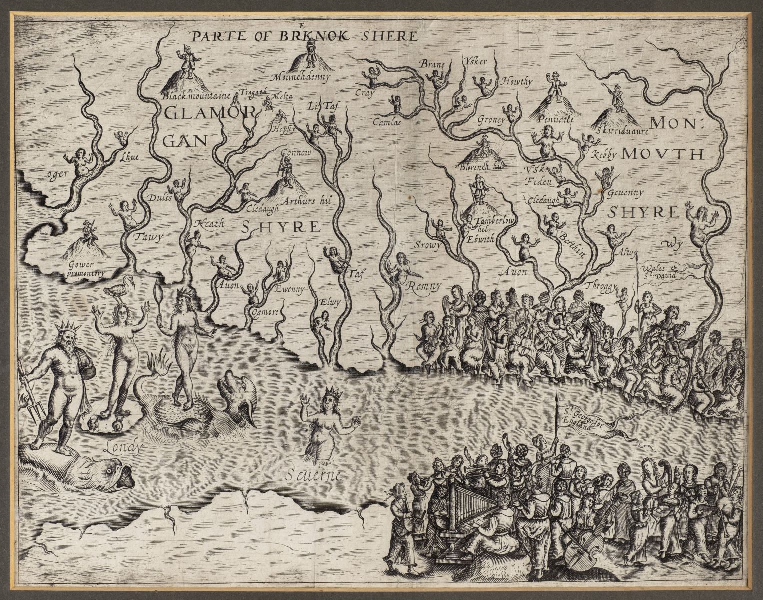 * Drayton (Michael). Untitled allegorical map of South Wales and North Somerset, circa 1622