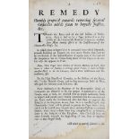 Political Broadsides. A Remedy Humbly propos'd towards removing several Obstacles..., [1718?]