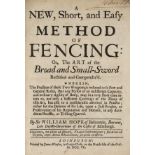 Hope (William). A new, short, and easy method of fencing, 1st edition, Edinburgh, 1707