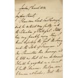 * Sydenham (Thomas, British Diplomat). Autograph letter signed