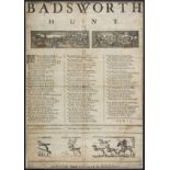 * Badsworth Hunt. Broadside, circa 1750