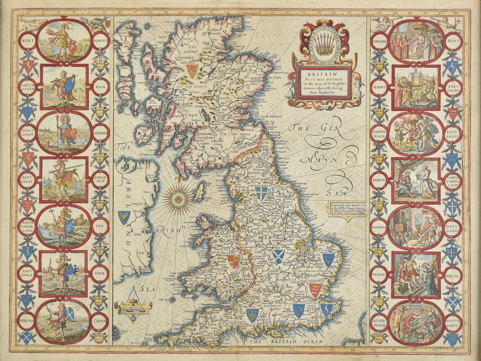 * British Isles. Speed (John), Britain as it was devided ..., during their Heptarchy, 1676