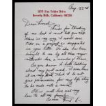 * Astaire (Fred, 1899-1987). A group of 10 Autograph Letters Signed, 1961-86