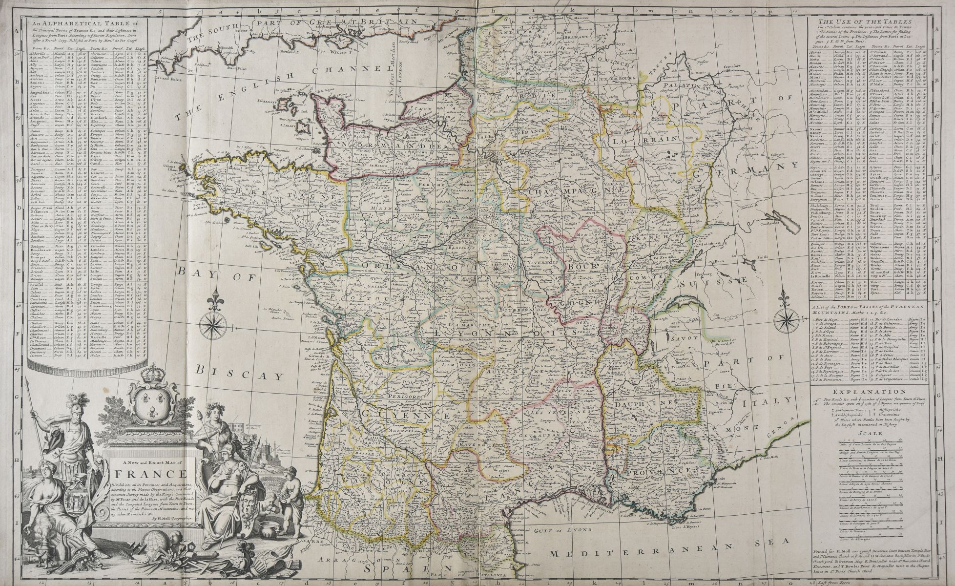 France. Moll (H), A New and Exact Map of France..., circa 1710