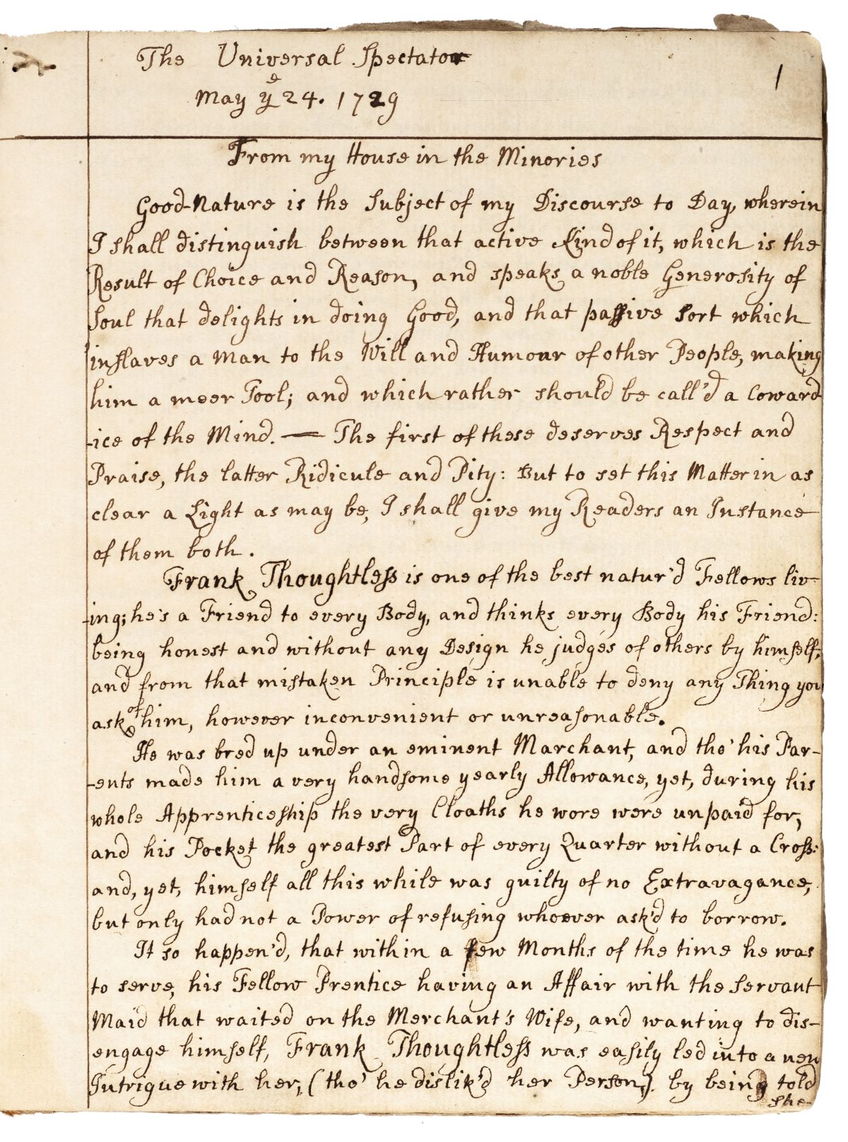Manuscript Commonplace Book, circa 1730-40