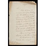 * Croft (Sir John 'Jack', 1st Baronet 1778-1862). Autograph letter to Sir Charles Stuart, 1812
