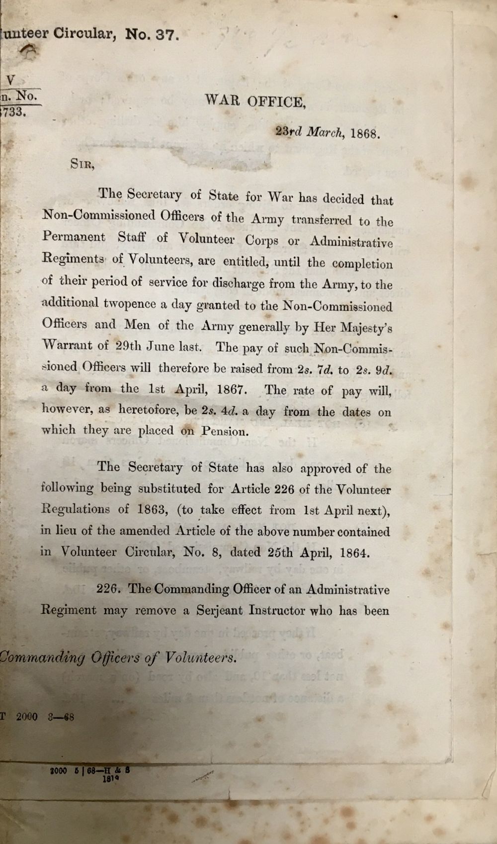 Army Circulars & General Orders. A collection of 27 volumes, 1868-82 - Image 3 of 3