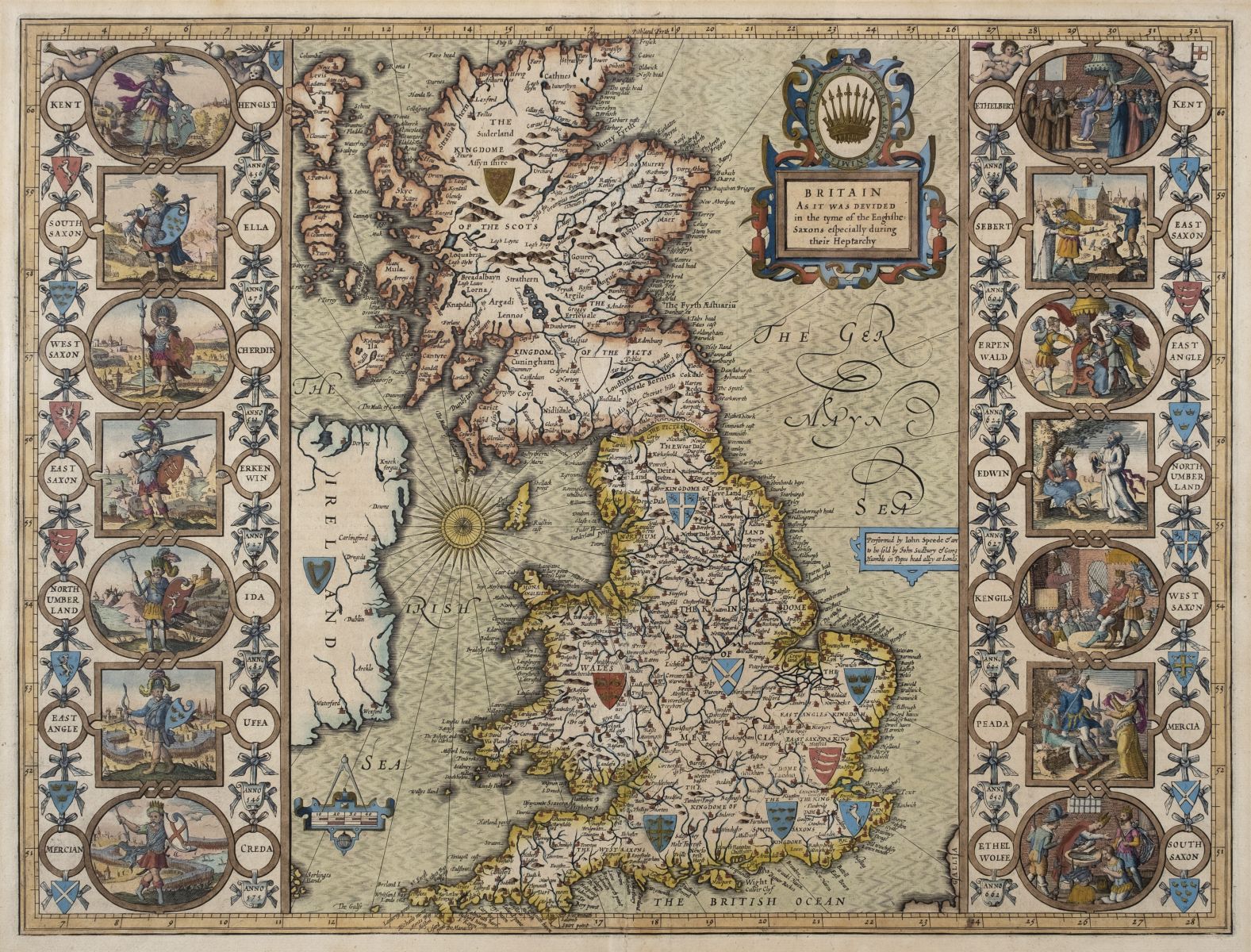 British Isles. Speed (John), Britain as it was devided in the tyme of the English Saxons..., 1627