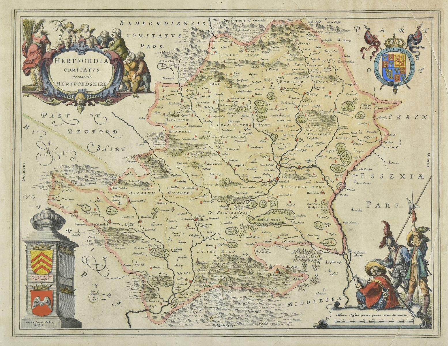 * Hertfordshire. Four engraved maps, 17th - 19th century