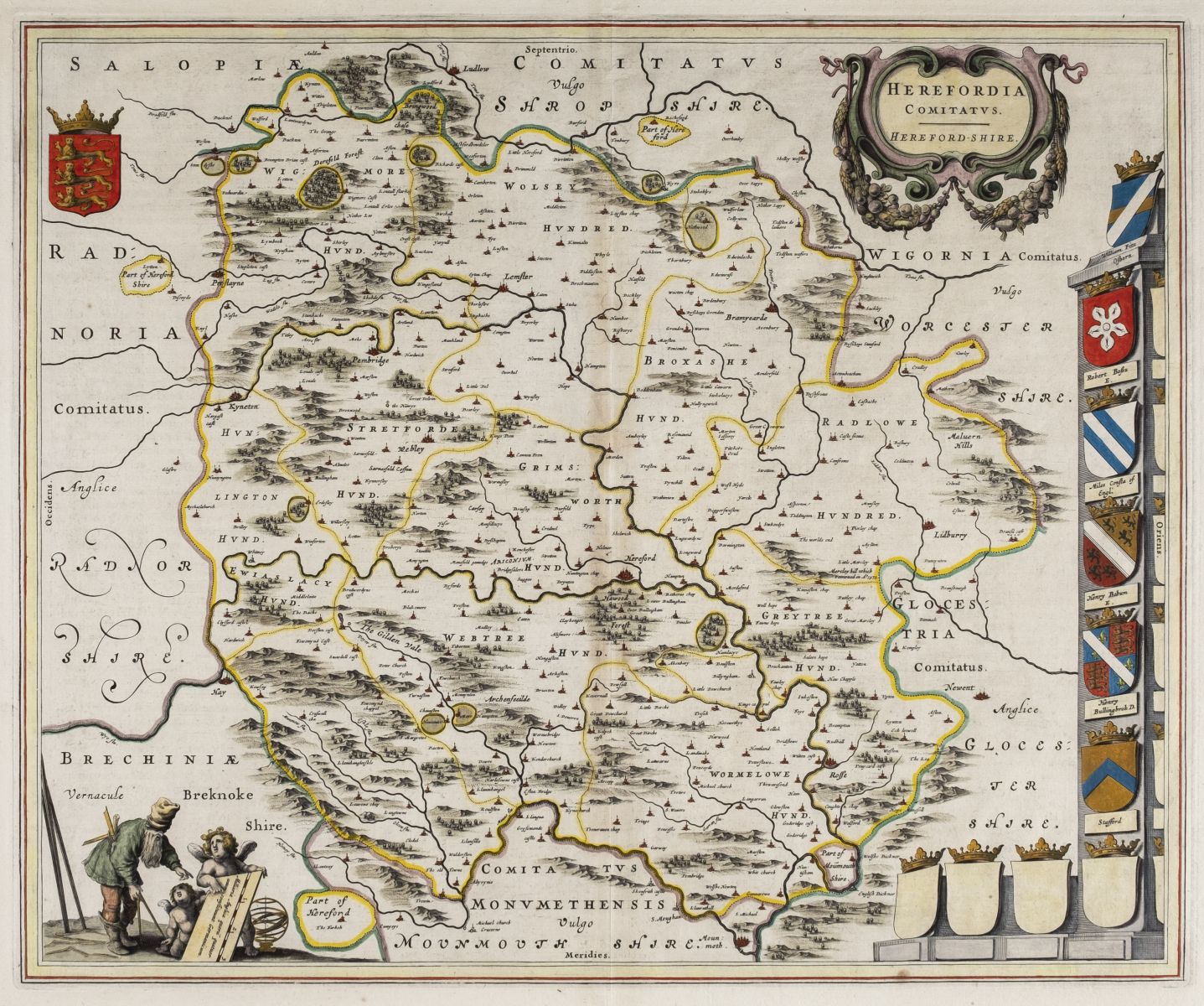 Herefordshire. Blaeu (Johannes), Herefordia Comitatus Hereford-Shire, circa 1650