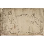 Fencing. Manuscript copy of 10 leaves of Theorie et Pratique des Armes, 19th century