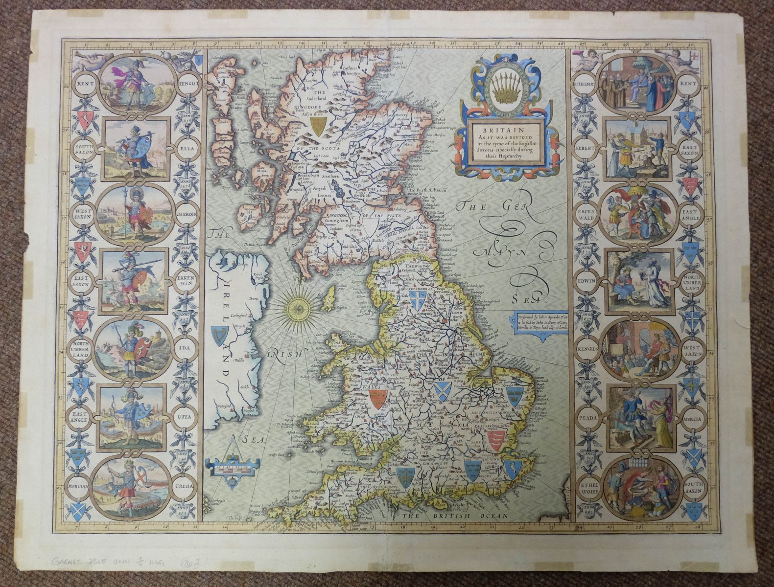 British Isles. Speed (John), Britain as it was devided in the tyme of the English Saxons..., 1627 - Image 2 of 3