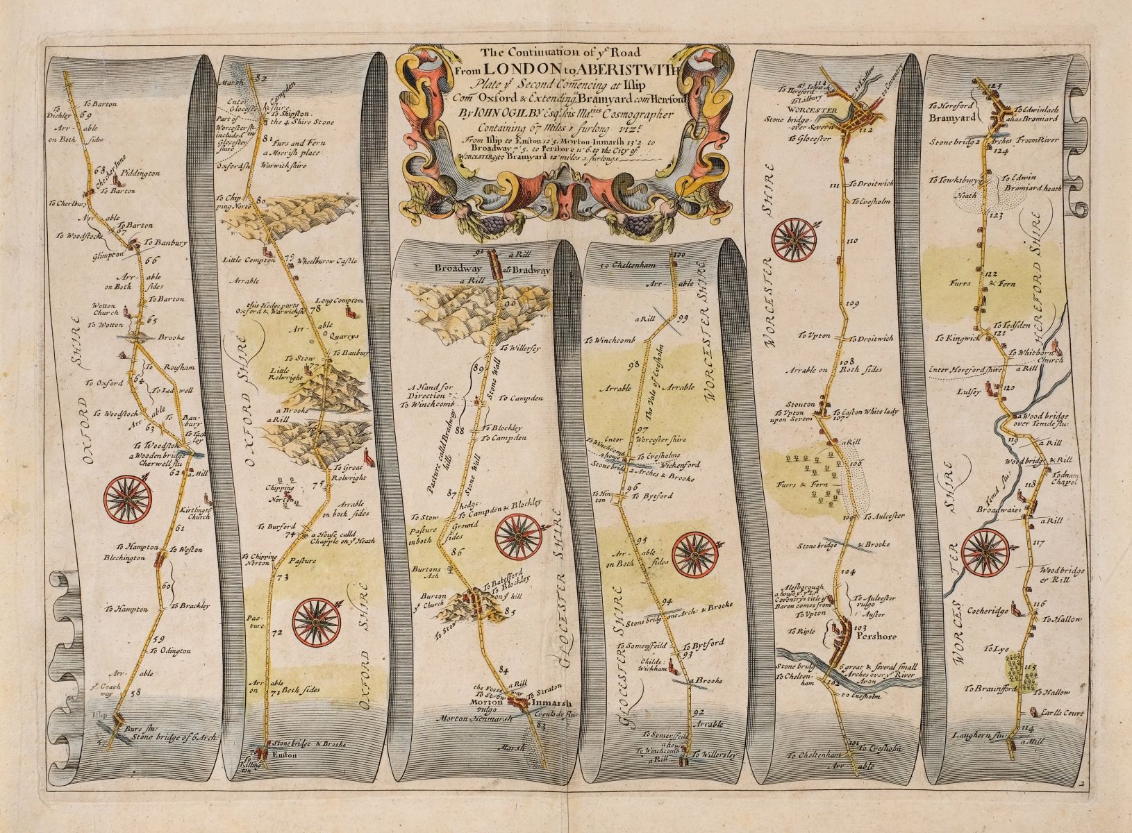 Ogilby (John). The Road from the City of Salisbury Com Wilts. to Campden com Gloc, circa 1698 - Image 2 of 2