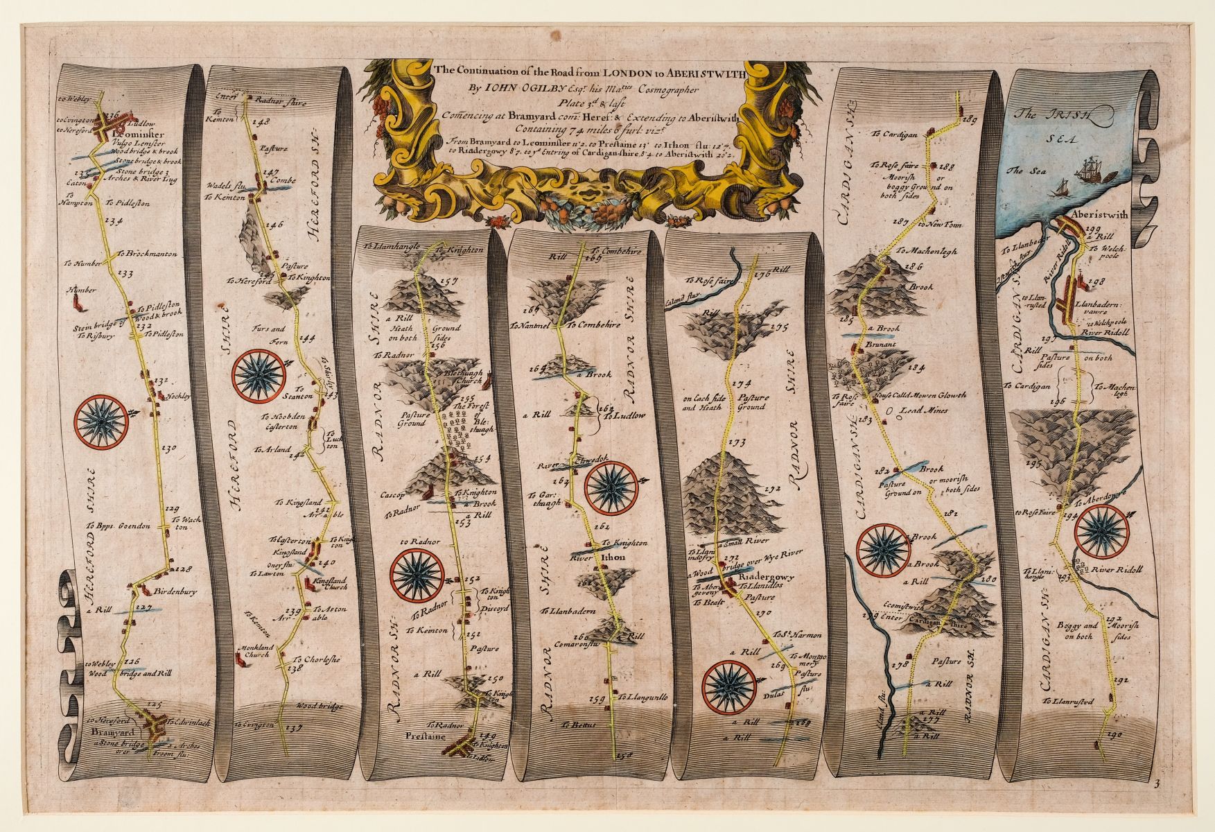 Ogilby (John). Three strip road maps, circa 1680 - Image 3 of 3