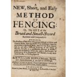 Hope (William). A new, short, and easy method of fencing, 1st edition, Edinburgh, 1707