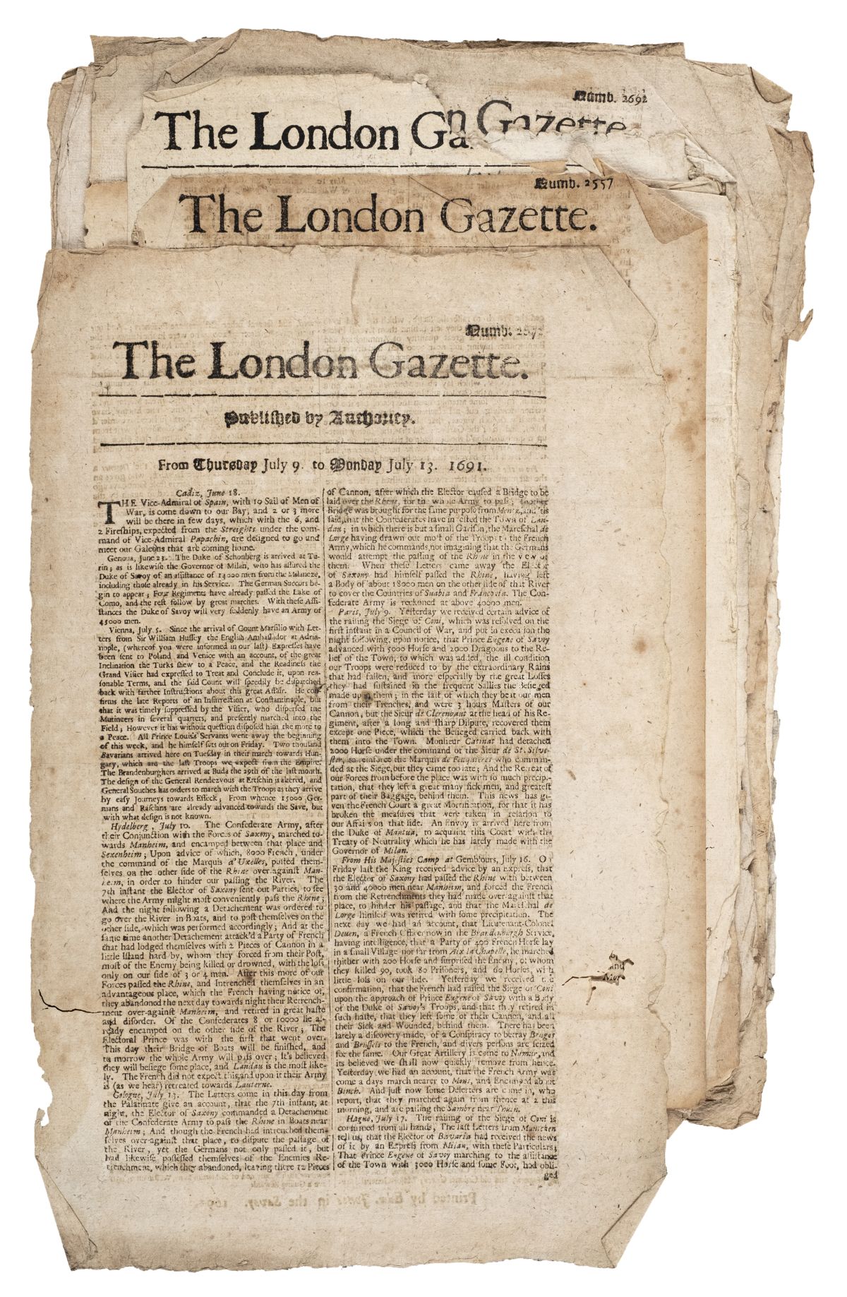 London Gazette. 30 original issues, 1692