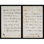 * Baden-Powell (Sir Robert, 1st Baron, 1857-1941). 2 Autograph Letters Signed as ‘Wunhi’, 1897