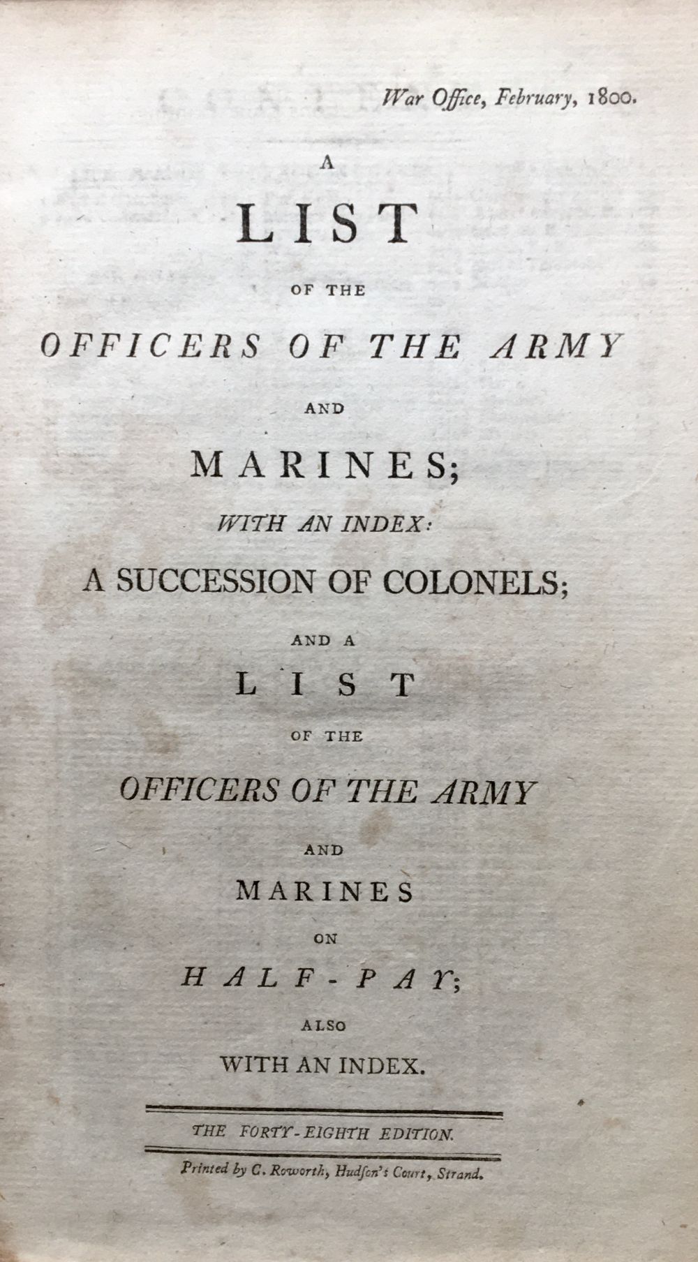 Army Lists. A List of the Officers of the Army and the Marines; with an Index - Image 2 of 2