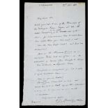 * Brunel (Marc Isambard, 1769-1849). Autograph letter signed to Henry Law, 1843