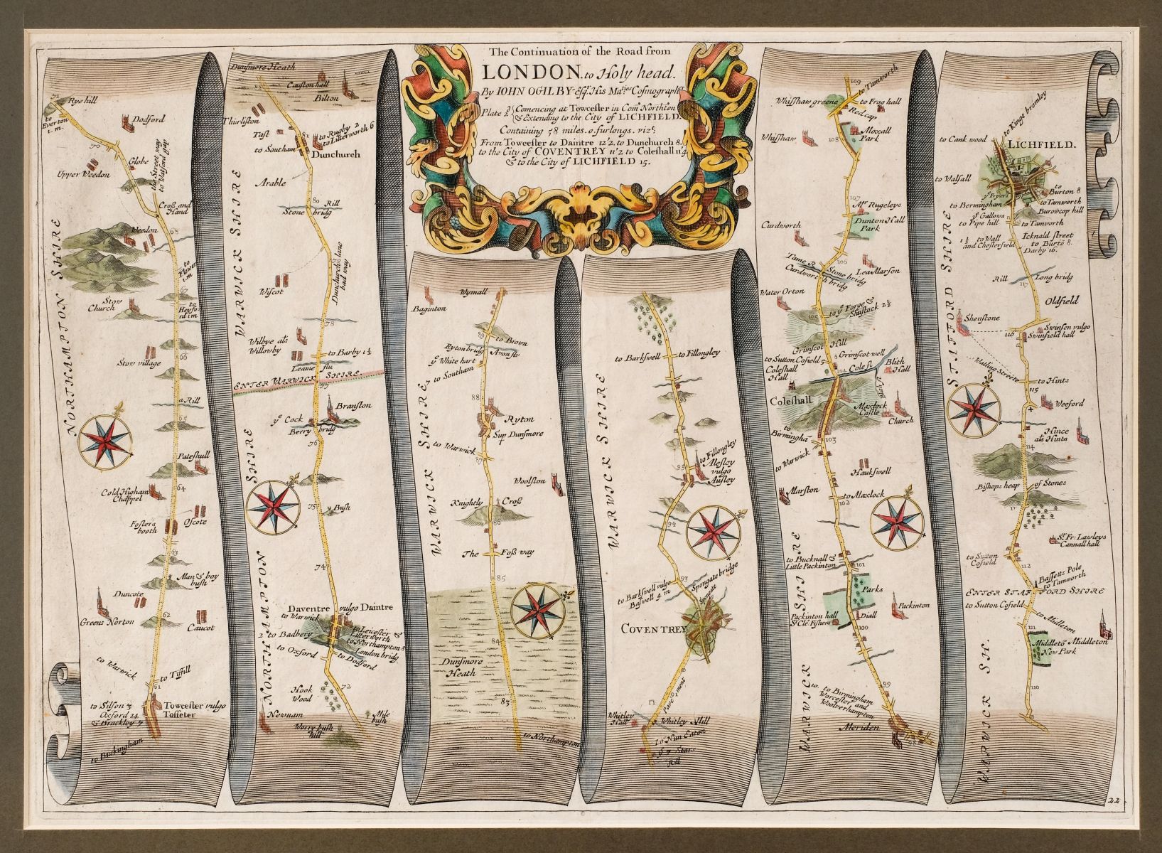 Ogilby (John). Three strip road maps, circa 1680 - Image 2 of 3