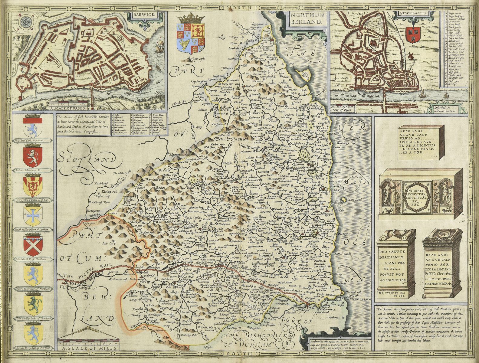 * Northumberland. Speed (John), Northumberland, 1st edition, circa 1611