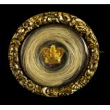 * Hair Jewellery - George III (1738-1820, King of Great Britain & Ireland). Mourning brooch, c1820,