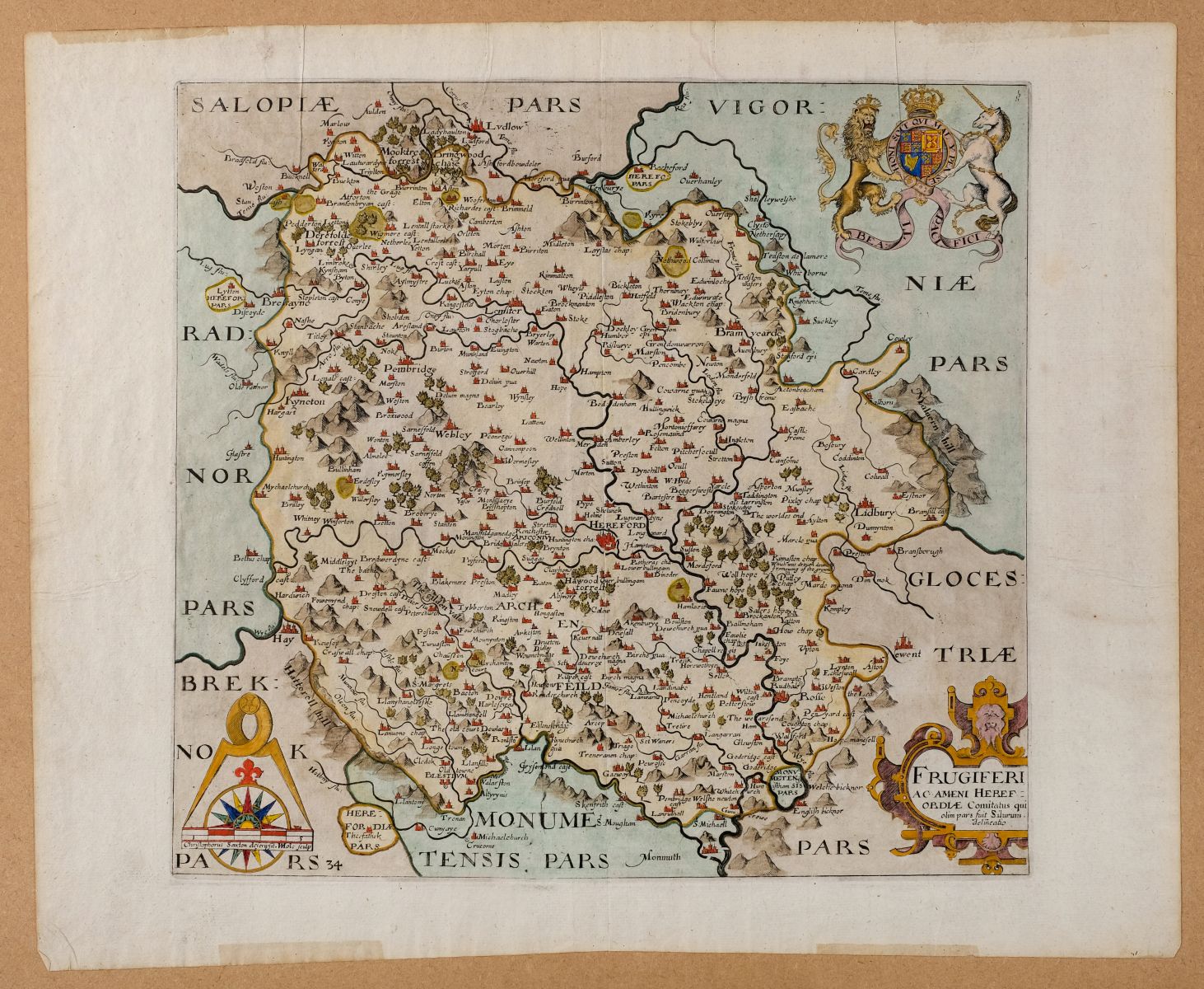 Herefordshire. Blaeu (Johannes), Herefordia Comitatus Hereford-Shire, circa 1650 - Bild 2 aus 3