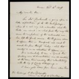 * Collingwood (Cuthbert, 1st Baron 1748-1810). Autograph letter to Sir Hew Dalrymple, 1807