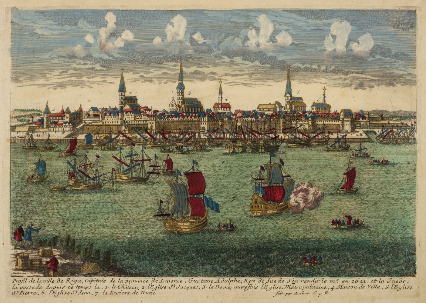 Latvia, the city of Riga. Aveline (Antoine), Profil de la ville de Riga, 1710