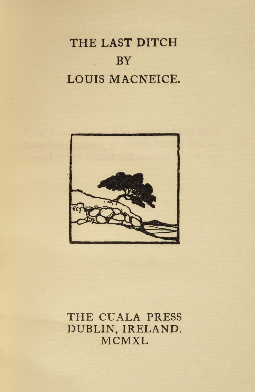 Cuala Press. The Last Ditch by Louis MacNeice