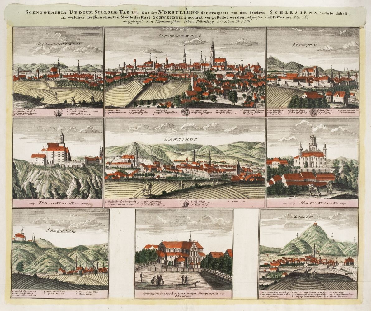 * Poland. Werner (F.), 7 sheets with multiple views from 'Scenographia Urbium Silesiae' 1737 - 1752