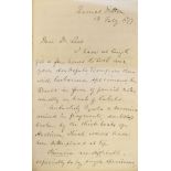 * Watson (Hewett Cottrell, 1804-1881). Autograph letter signed, 10 Ditton, 13 February 1877