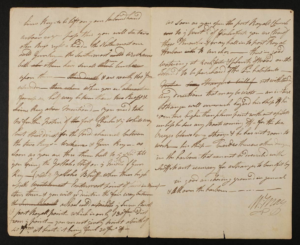 * West Indies. Manuscript navigational instructions for entering Port Royal, circa 1780 - Image 2 of 2