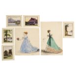 * Fashion. A set of seven drawings of ladies, circa 1840s
