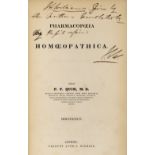 Quin (Frederic). Pharmacopoeia Homoeopathica, 1st edition, 1834, presentation copy