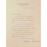 * Roosevelt (Eleanor, 1884-1952, First Lady of the United States 1933-45). Typed letter signed