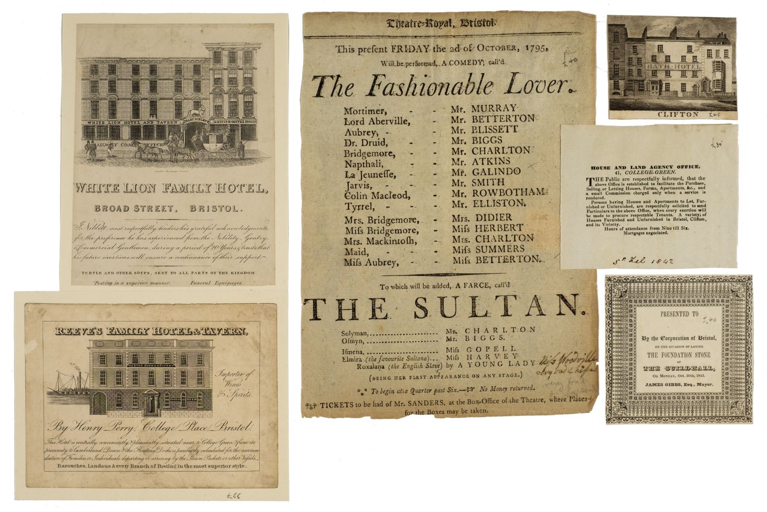 * Bristol. A collection of ephemera relating to places and functions, 18th-19th century