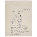 * Shepard (Ernest Howard). A Winnie-the-Pooh illustrated letter, 23 March 1935