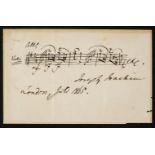 * Joachim (Joseph, 1831-1907). Autograph musical quotation signed, 1865
