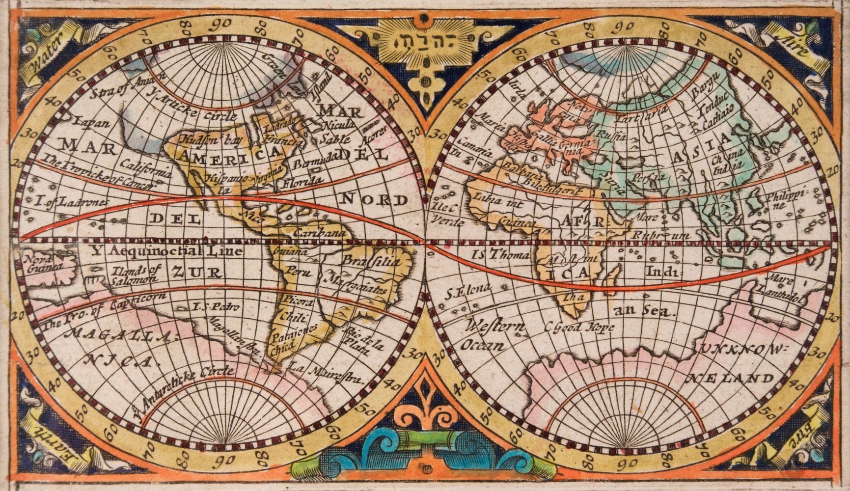 * World. Bohun (Edmund). Untitled map of the world, [1693]