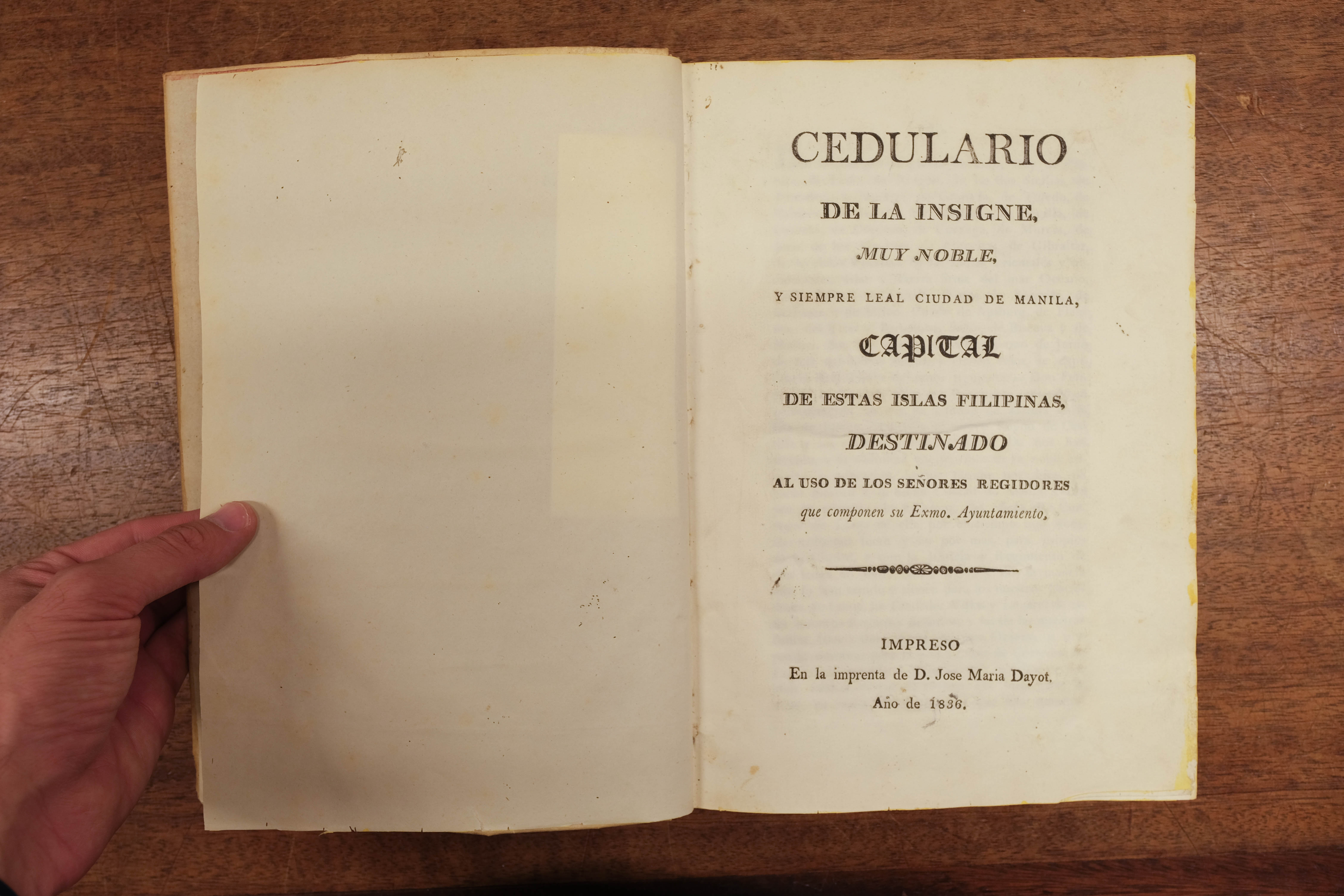 Filipinas. Cedulario de la Insigne, Muy Noble, y siempre Leal Ciudad de Manila, Manila, 1836 - Image 4 of 9