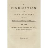 * Gibbon (Edward). A Vindication of the Decline and Fall, 1st edition, 1779, with a portrait