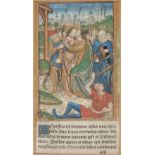 * Illuminated printed leaf. The capture of Jesus & kiss of Judas, Paris? circa 1510
