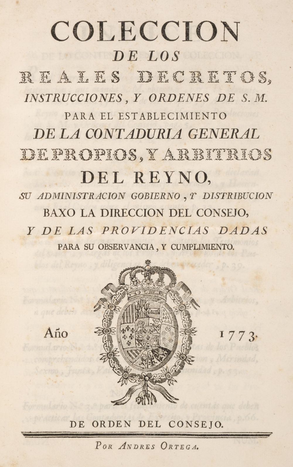 Coleccion de los Reales Decretos, Instrucciones, y Ordenes, Madrid, 1773