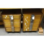 * Type cabinets. A pair of 12 drawer type cabinets by Stephenson Blake, containing a selection of