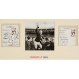 * England Football World Cup 1966. Collection of 13 signatures on 2 cards