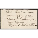 * Livingstone (David, 1813-1873). Autograph end of a letter signed, 'David Livingstone', no date