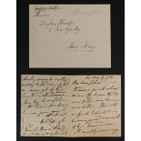 * Blessington (Marguerite Gardiner, Countess of, 1789-1849). Autograph letter signed, no place or